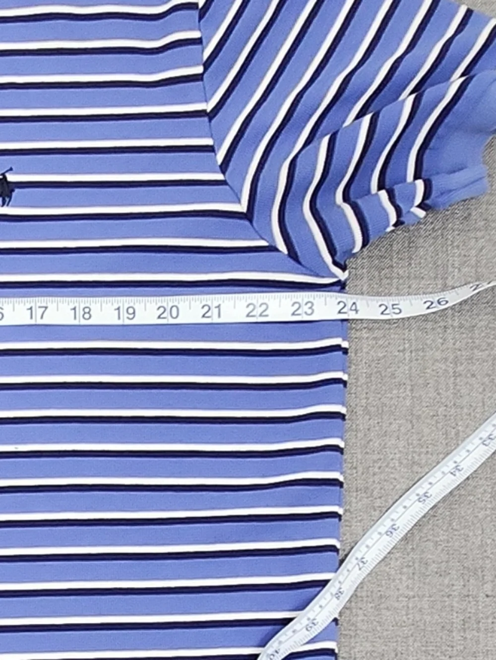 Vintage Polo Ralph Lauren Blue Striped Polo Shirt.  XL